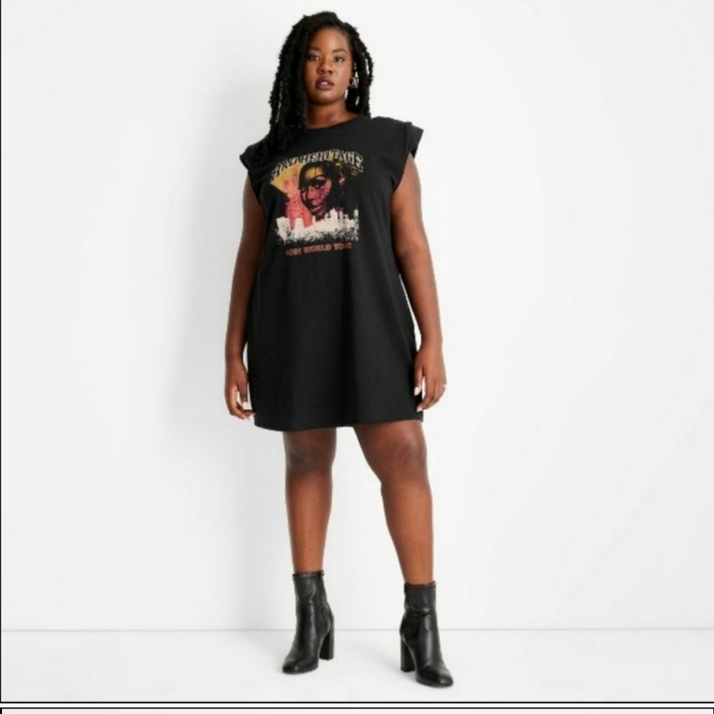 Black Graphic T-Shirt Dress
